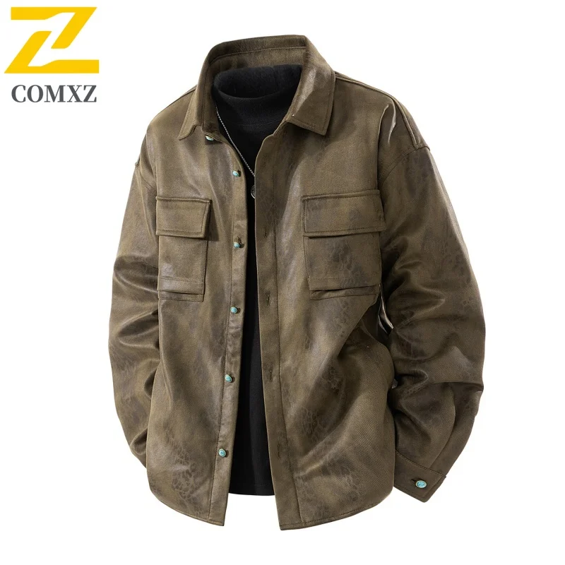 

Men's casual jacket 2025 new fashion retro American windproof breathable high street jacket street commuting motorcycle jacket