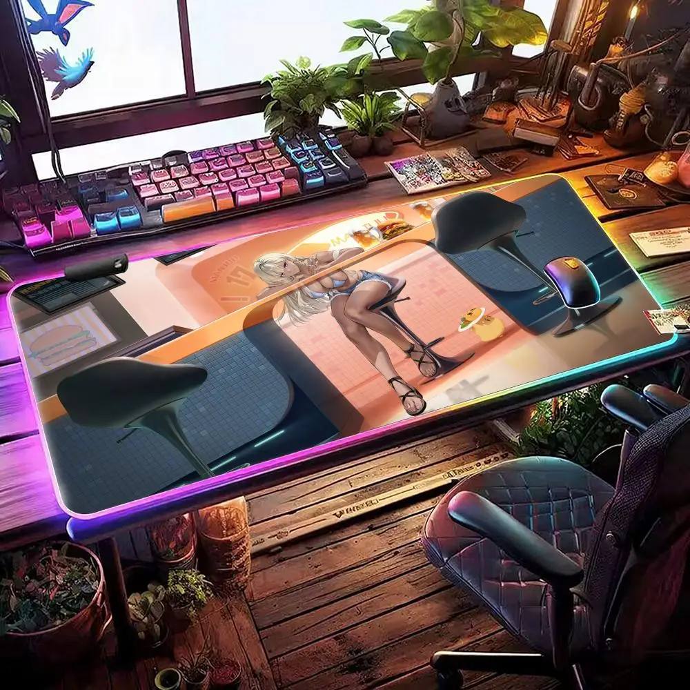 

Коврик для мыши Game Azur Lane RGB, игровой коврик для мыши, настольный коврик HD Gamer, большой светодиодный светильник, коврики для мыши XXL