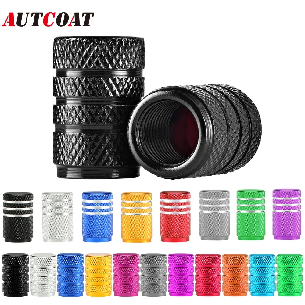 

4Pcs Car Tire Valve Stems Cap Knurling Style Tire Valve Cap Aluminum Tire Wheel Stem Air Valve Cap car Universal accessories