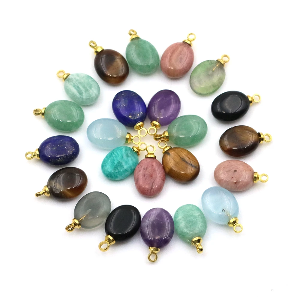 

Natural Oval Shape Stone Pendant Healing Crystal Stone Amethysts Charms Jewelry Making DIY Earring Bracelet Crafts Accessories