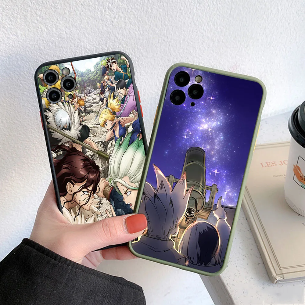 Phone Case For iphone 16 15 14 Pro Max 7 8 Plus 11 12 13 Mini XR XSMax 16Pro Manga Dr. Stone Anime Matte Translucent Cover