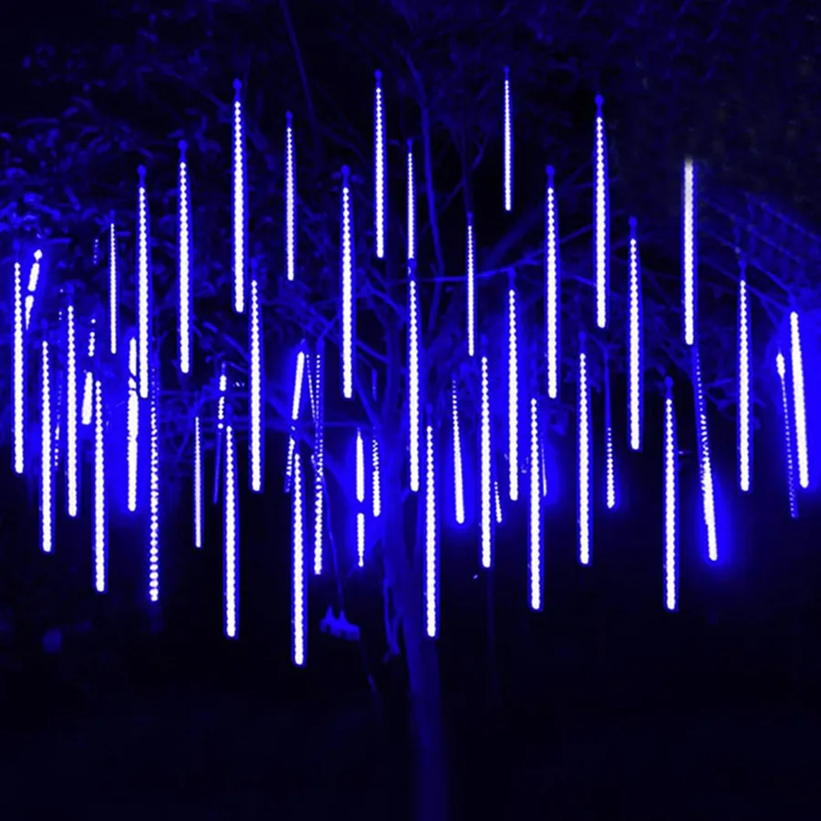 Natal led chuva de meteoros luzes da corda à prova dwaterproof água 50cm 8 tubos luzes do jardim fadas para festa casamento guirlanda iluminação do feriado