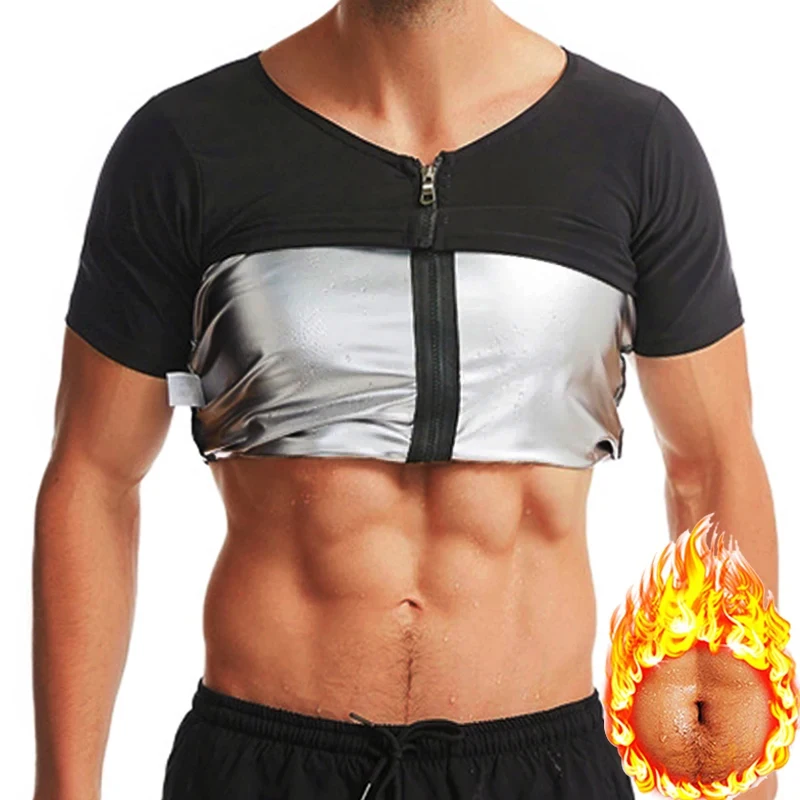 Mens Shaper Workout Shirt Short Sleeve Slimming Sauna Sweat Tank Tops Shapewear Silver ion coating Fat Burn Thermo Shirt Corsets