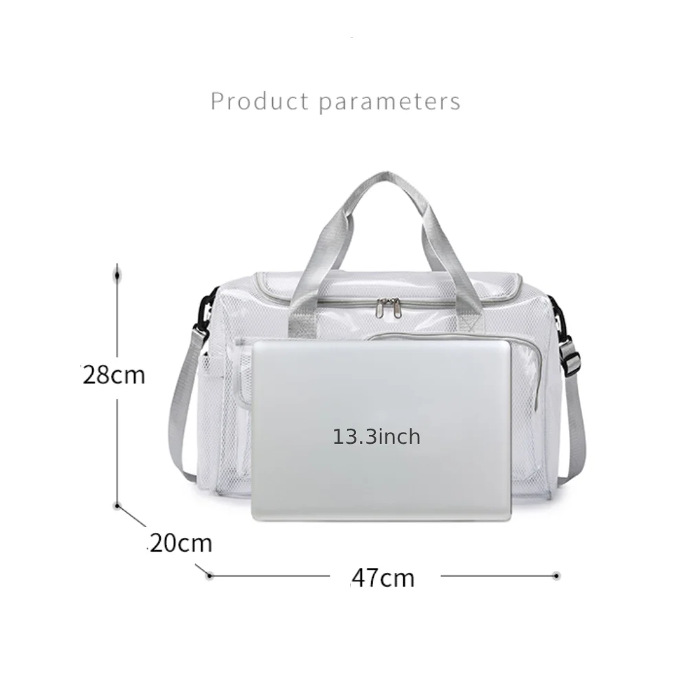 Gym Fitness Tranparent PVC Beach Bag Training Single Shoulder Sports Bag Travel Duffel Luggage Bag Swimming Beach Jelly Handbag view 2