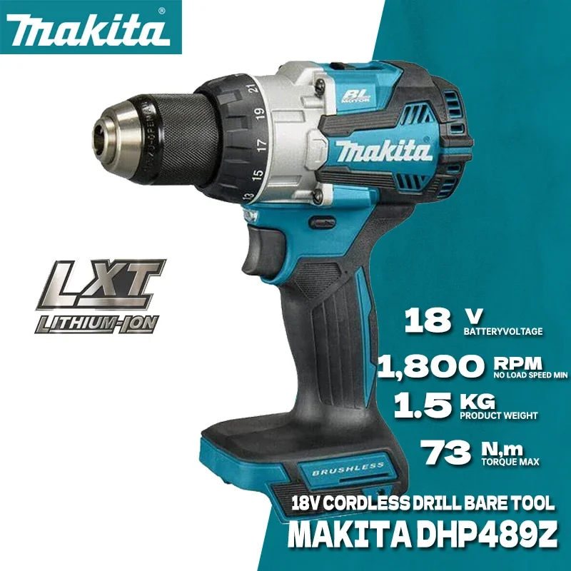 MAKITA DHP489Z Cordless Impact Drill Hammer Drill 18V LXT Brushless Motor Power Tools DHP489 For Makita Power Tools