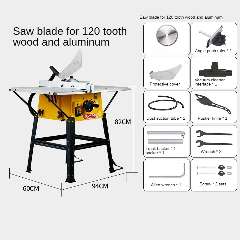 ZJ555 Portable Horizontal Woodworking Table with Sliding Table Saw Machine Smooth Cutting Easy Project Cleaning