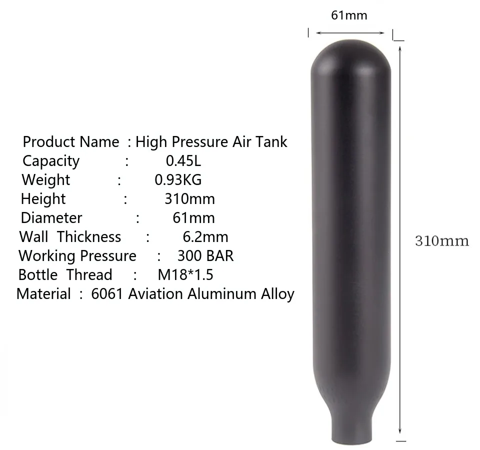 Hpa scuba 0.22L/0.35L/0.42L cilindro de gás 300bar 4500psi tanque de ar co2 garrafa de água de soda para estação equipamento d