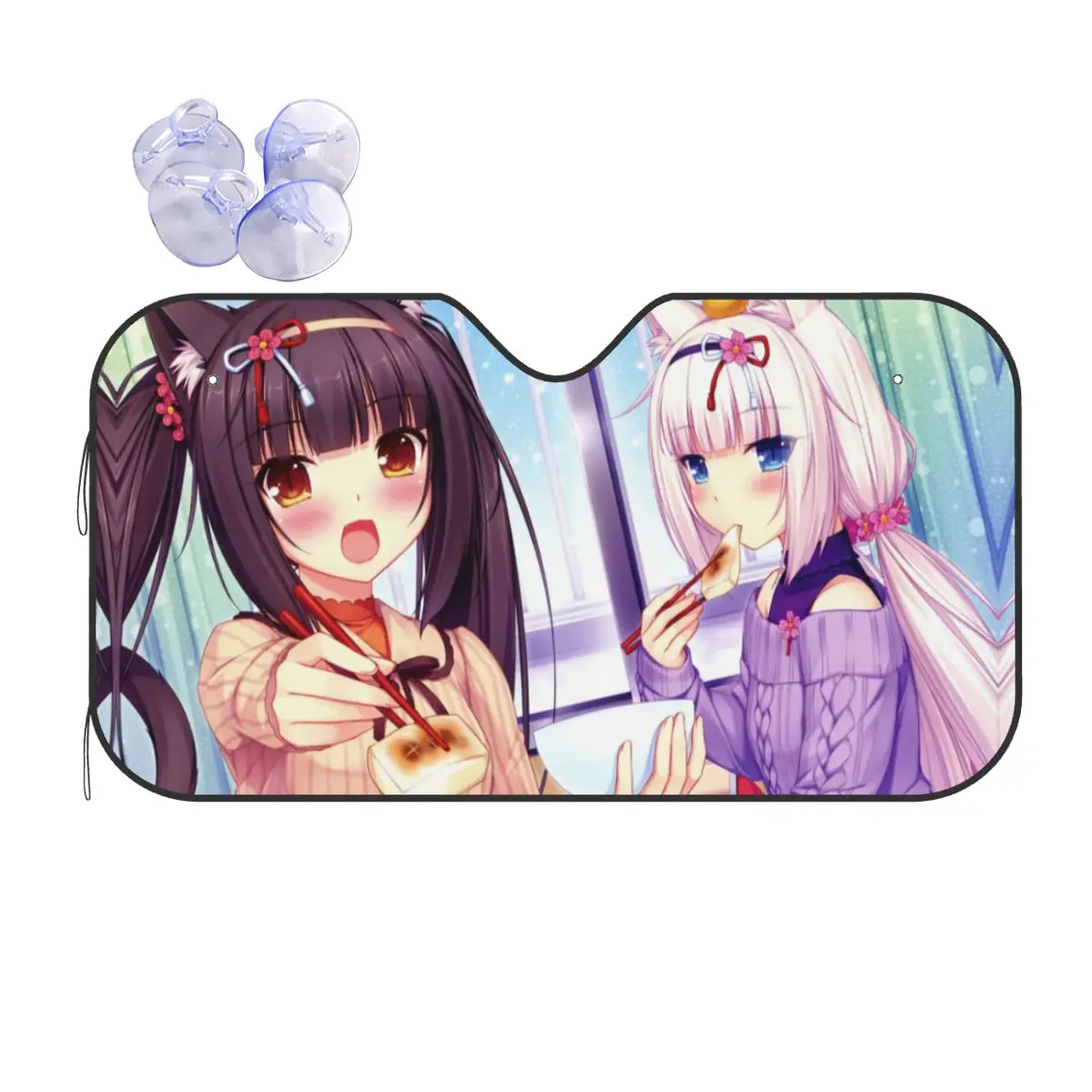 

Лучший игровой солнцезащитный козырек Nekoparas, милый чехол на лобовое стекло, передний блок, 76x140 см, солнцезащитный козырек, защита от ультрафиолета