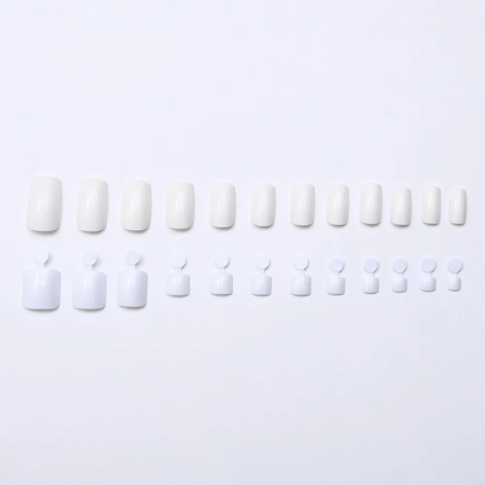48 Pcs Short Press On Nails Hands Feet Set Solid Color False Nails Full Cover Glue on Artificial Nails Complete Kit