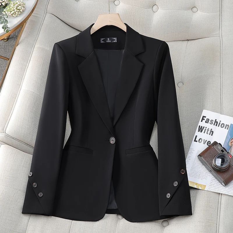 ZJYT New Autumn Fashion Coats Jackets Woman 2024 Turn Down Collar One Button Blazers Feminino Outerwear Plus Size Veste Femme