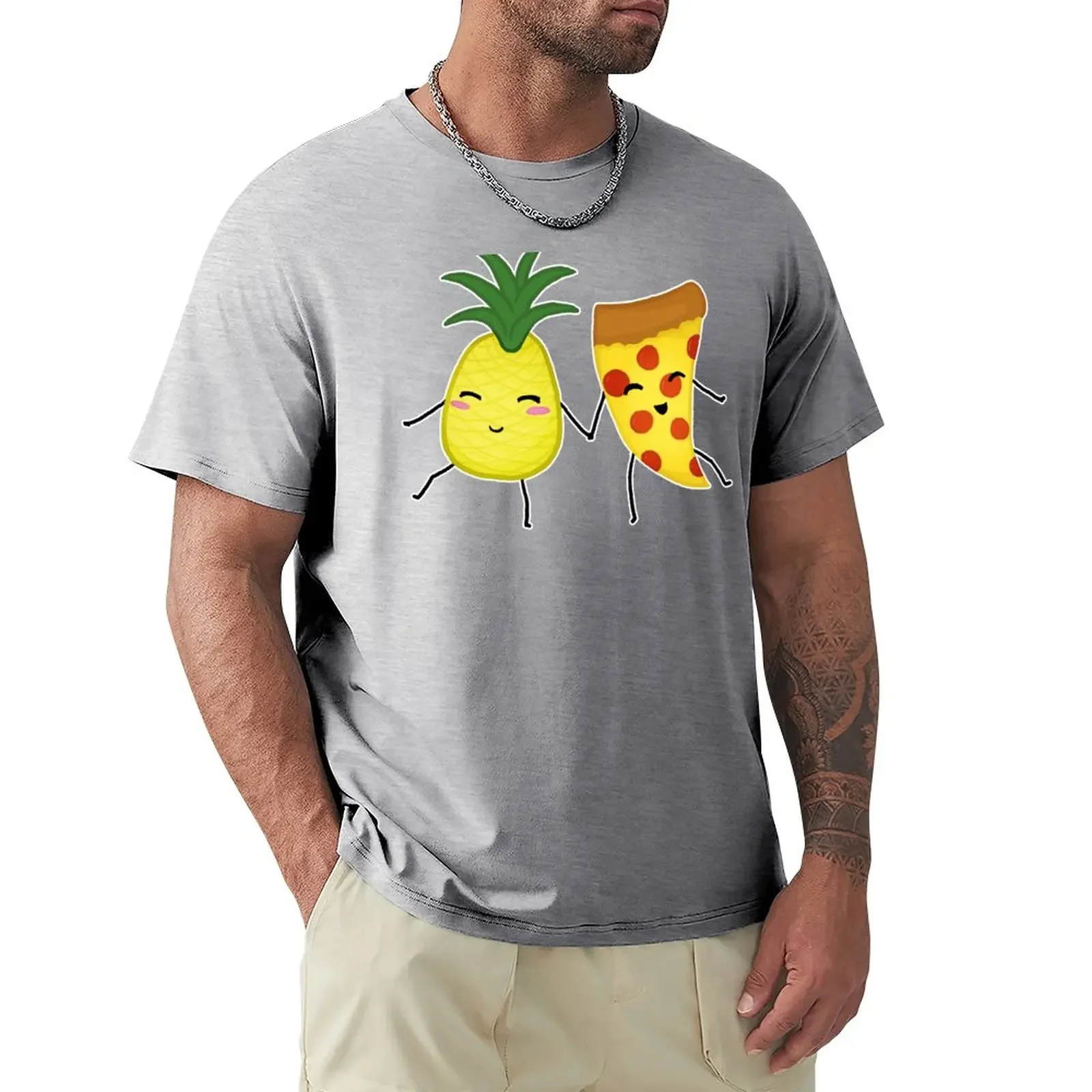 

Pineapple + Pizza T-Shirt korean fashion tops summer top t shirts for men cotton