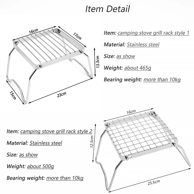 PACOONE Outdoor Stainless Steel Stove Holder Mini Gas Stove Holder Small Portable Folding Table Camping Pot Rack