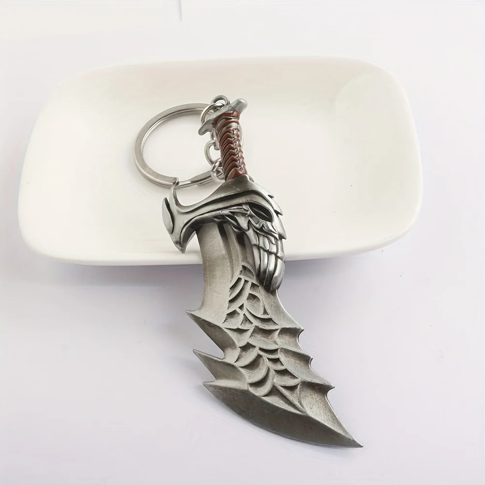 1PC alloy hip-hop handsome big knife men's keychain, party accessories, big knife weapon model keychain image 5