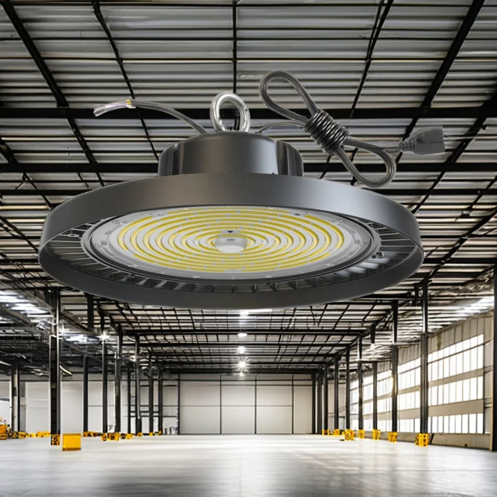 Dimmable IP65 US Plug with 5ft UL Cable Commercial Lighting Fixture 45000lm 300W UFO LED High Bay Light for Factory Area