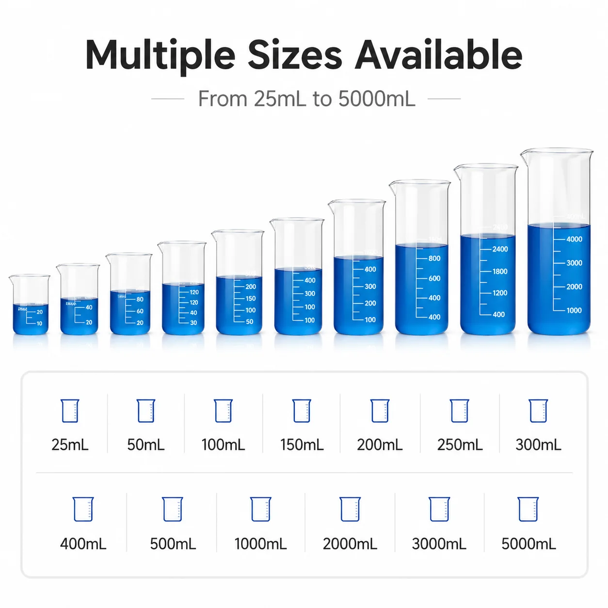 Transparent Quartz Beaker for Laboratory Heating Mixing and Chemical Handling High 250ml 500ml 1000ml 100ml