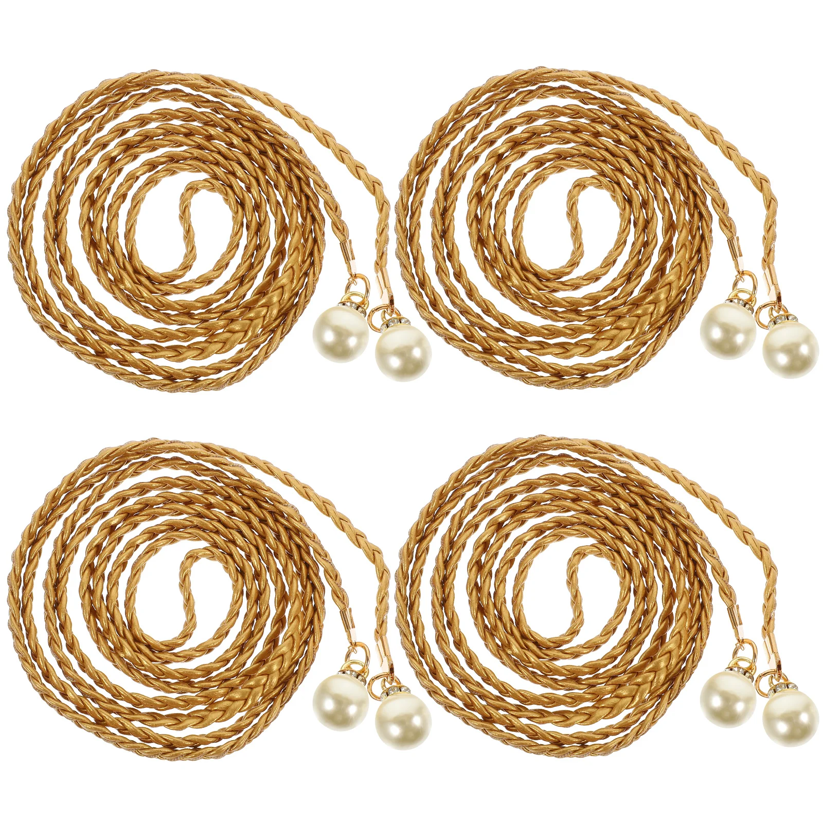 

4pcs Pearl Waist Belt Woven Curtain Tiebacks Boho Home Decor Rope For Sheer Drapes Holdback Window Curtain Accessories