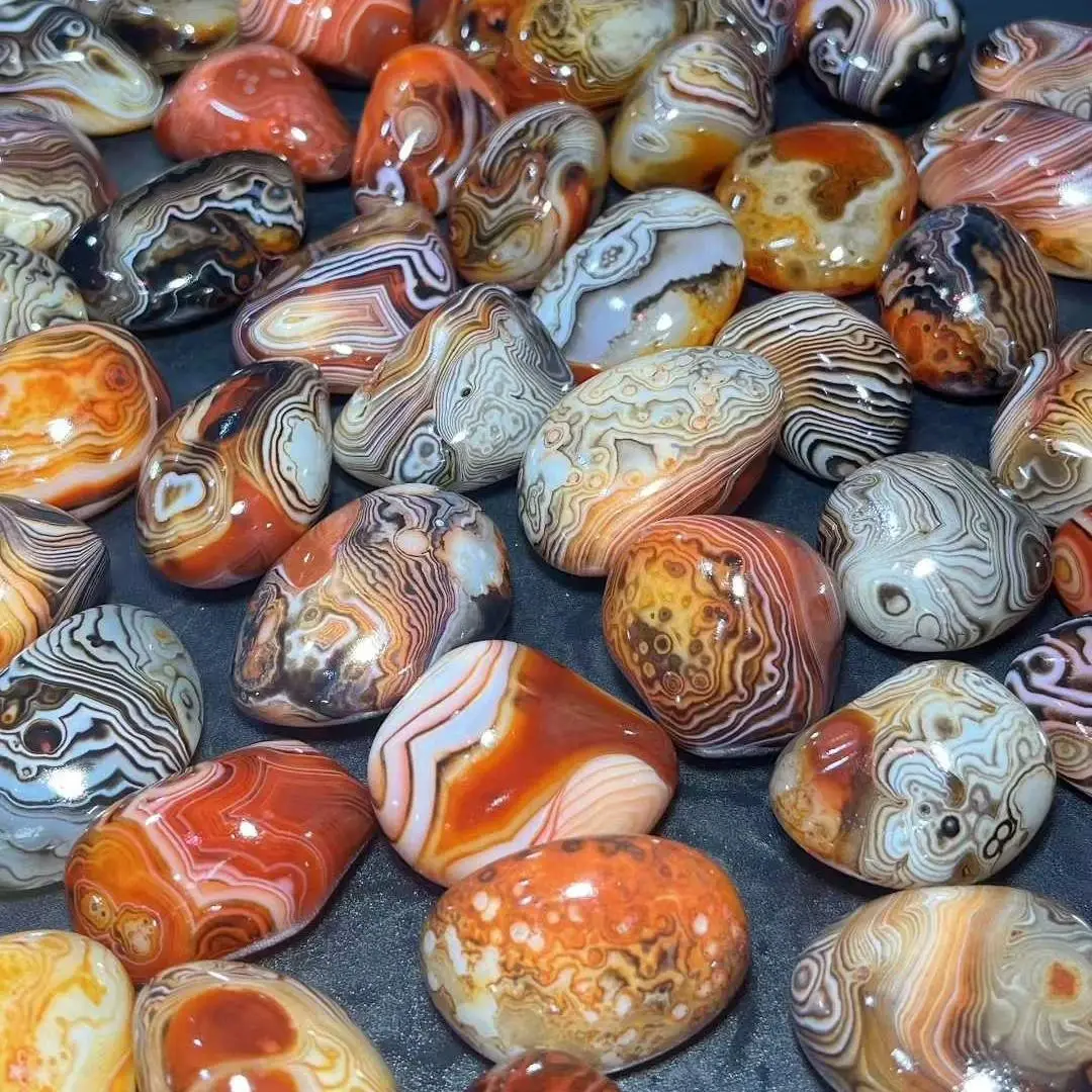 

3-5cm Real Natural Gemstones Red Sardonyx Crystals Tumbles Palm Stones Lace Agate Polishing Decorations Reiki Rocks Worry Stones