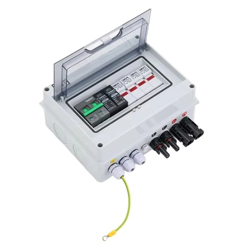 Y17A Combiner Box 2 In 1 Out DC 600V 15A Solar Photovoltaic MCB SPD Waterproof IP65