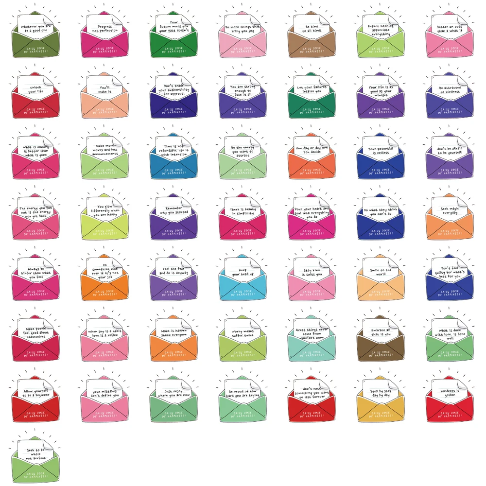 50PCS Daily Dose Of Happiness Sticker Notebook Graffiti Case PET Laptop Luggage Phone Paper Refrigerator DIY Creative Stickers ﻿