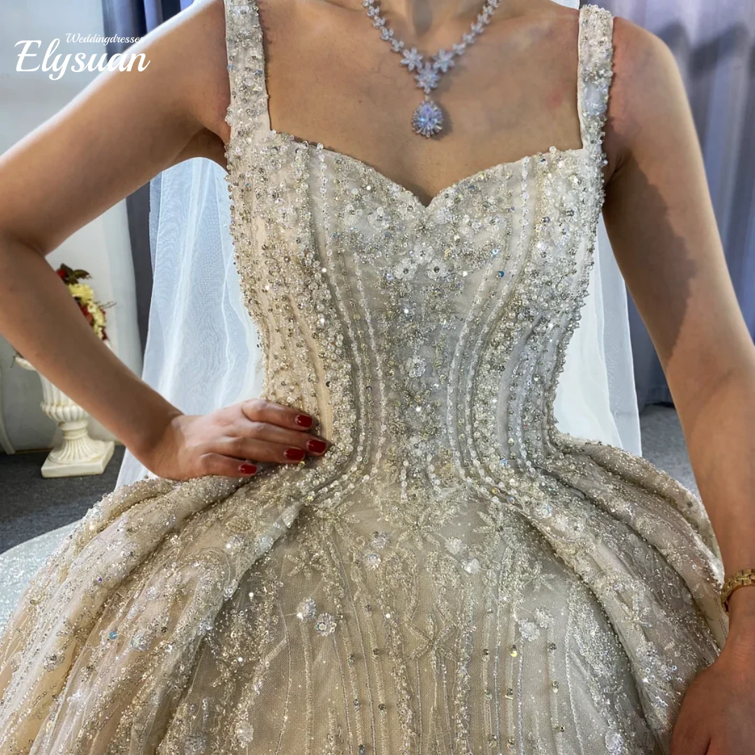 Vestido De Novia De princesa personalizado, Vestido De Novia con tirantes y cuentas, Vestido De Novia De manga corta, Vestido De baile De lujo, Dre De boda