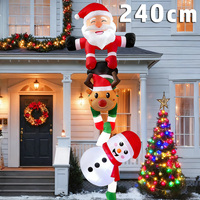 2.4M Christmas Suspended Inflatable Reindeer Snowman Santa Claus Home Indoor Outdoor Stair Roof Garden Blow Up Party Decoration