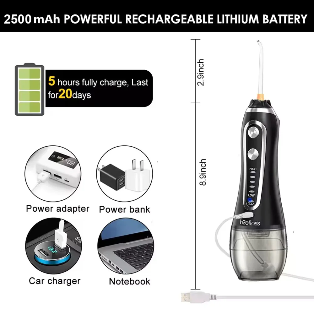 water-flosser-oral-irrigator-300ml-gravity-ball-design-5-modes-5-tips-usb-rechargeable-for-teeth-cleaning