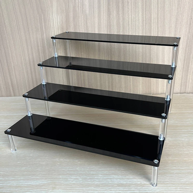 Black Acrylic Shelf Display Stand Perfume Cupcake Stand Figures Toys Desserts Holder Collection Cosmetic Shelves Organizers