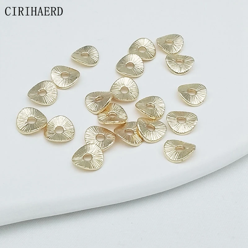 

14K Gold Plated Spacer Piece Beads Caps Irregular Twist Round Piece Beaded Material For Diy Bracelet Jewelry Making Accessories