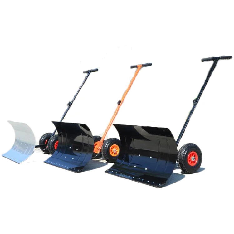 Mini Portable Cleaning Snow Pusher Garden Tool Hand Wheeled Push Snow Shovel Wheeled Snow Pusher With Adjustable Handle