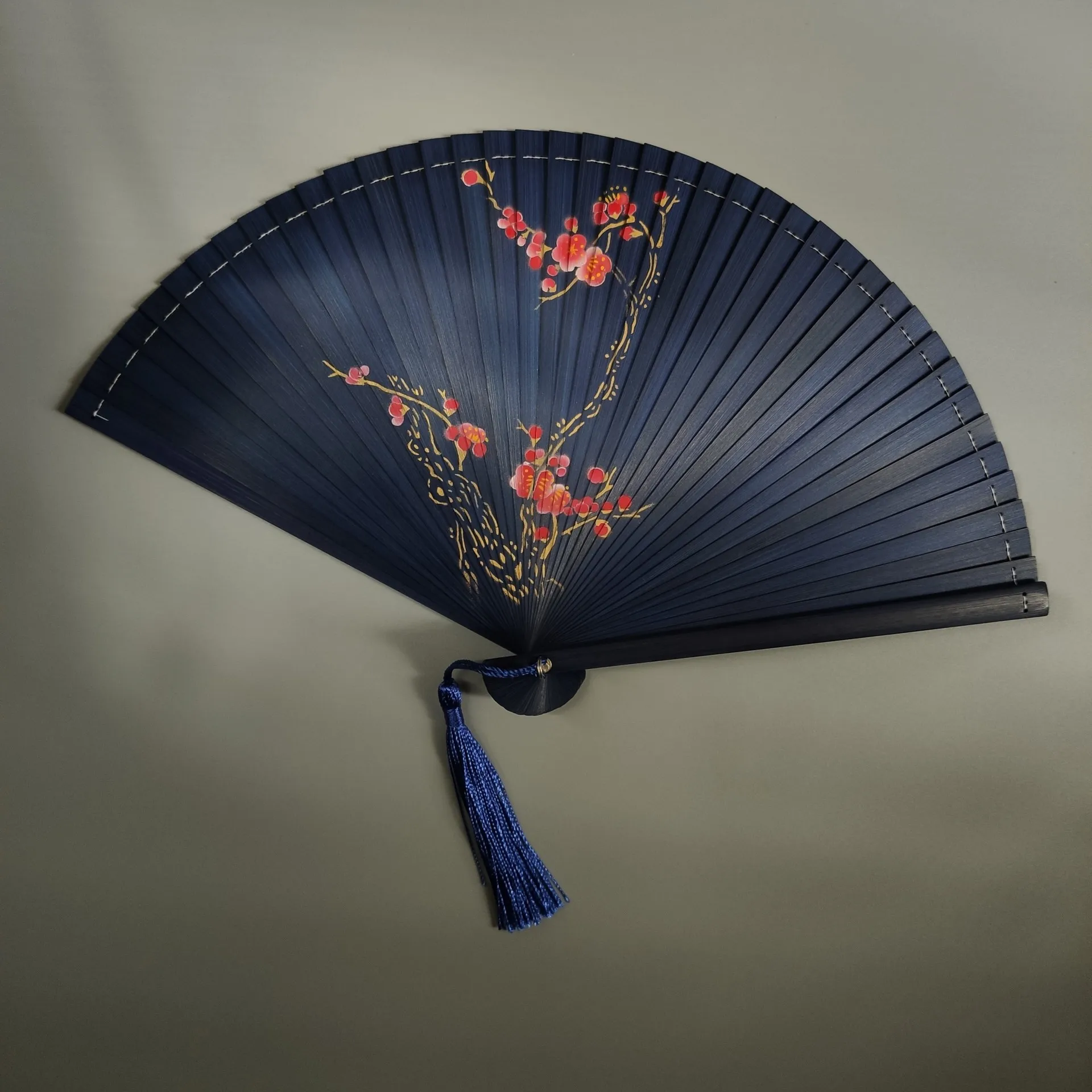 All bamboo spray painting fan high-end fine painting dance fan hollow carving folding fan