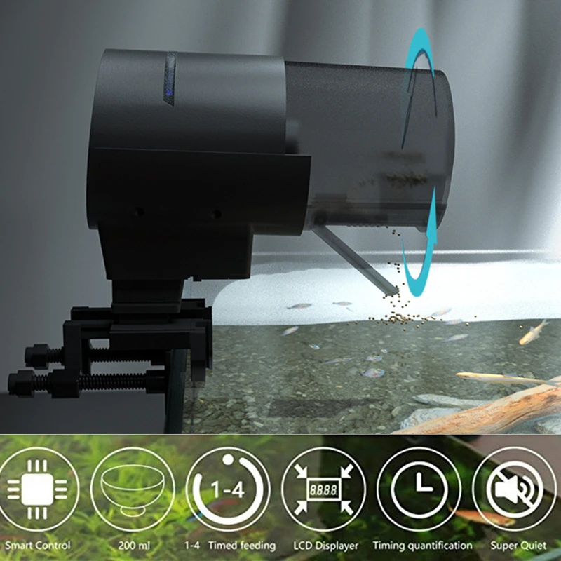 iLONDA Digital Display Fish Feeder Fish Tank Intelligent Timing Food Dispenser Tool Aquarium