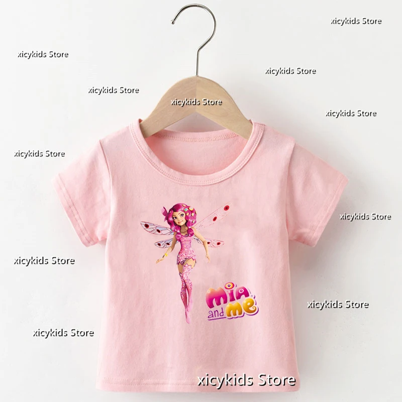 

Kawaii Girls T-Shirts Anime Mia And Me: The Hero Of Centopia Cartoon Girls Pink Clothes Cute Children'S Clothes Tshirt 2-12 th