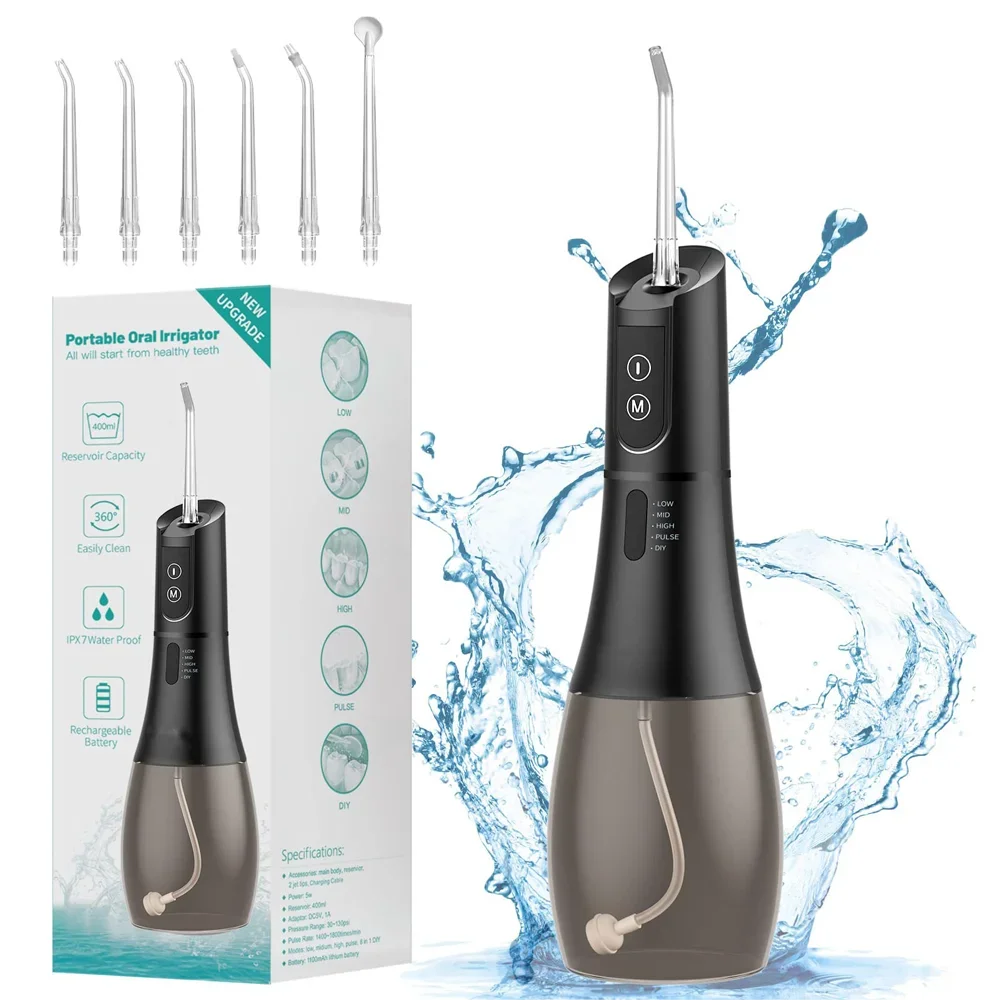 5 Modes IPX7 400ML Oral Irrigator Portable Water Flosser Rechargeable Dental Water Jet for Cleaning Teeth Whitening  irrigation