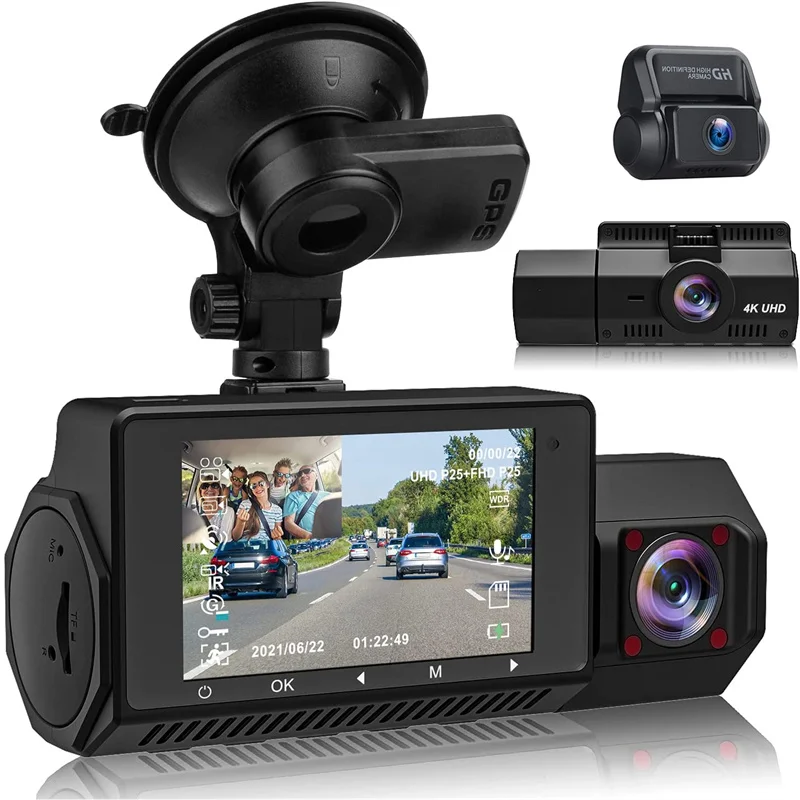 4K Dash Cam Recorder Without Wifi Dual Camera Dash Cam Front And Inside Channels DVR Vehicle Blackbox DVR Full Hd 1080p