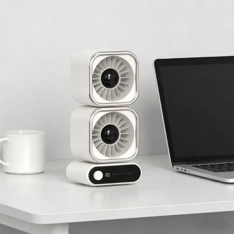 

For New Creative Dual Head Turbo High Speed Fan Desktop Shaking Silent Fan Home Smart Digital Display Electric Fan