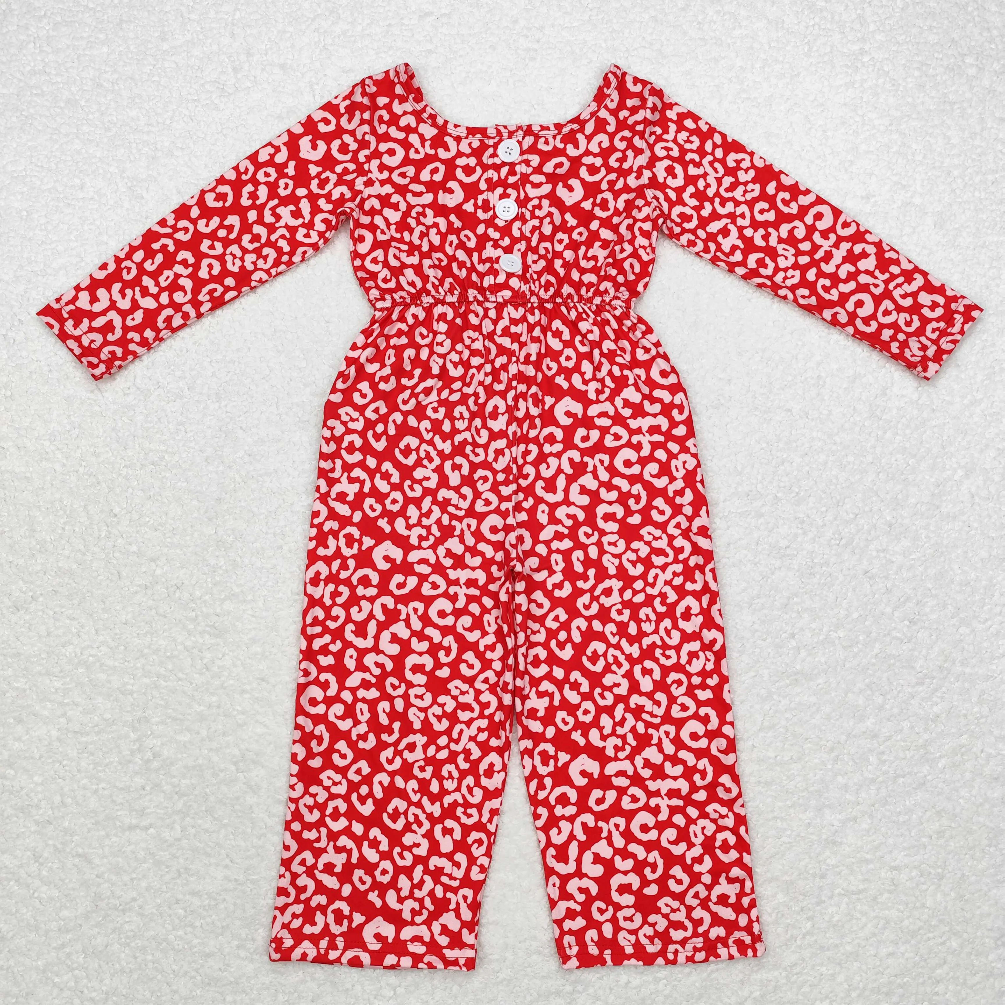 Wholesale Toddler Children Long Sleeve Leopard One-piece Kids Pants Infant Overalls Rose Romper Baby Girl Floral Pocket Jumpsuit