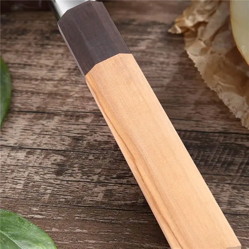 A84E-Chef Knife Wa Handle Wood Handle Octagonal Handle Crafts Manual DIY Semi-Finished Damascus Knife Handle Kitchen
