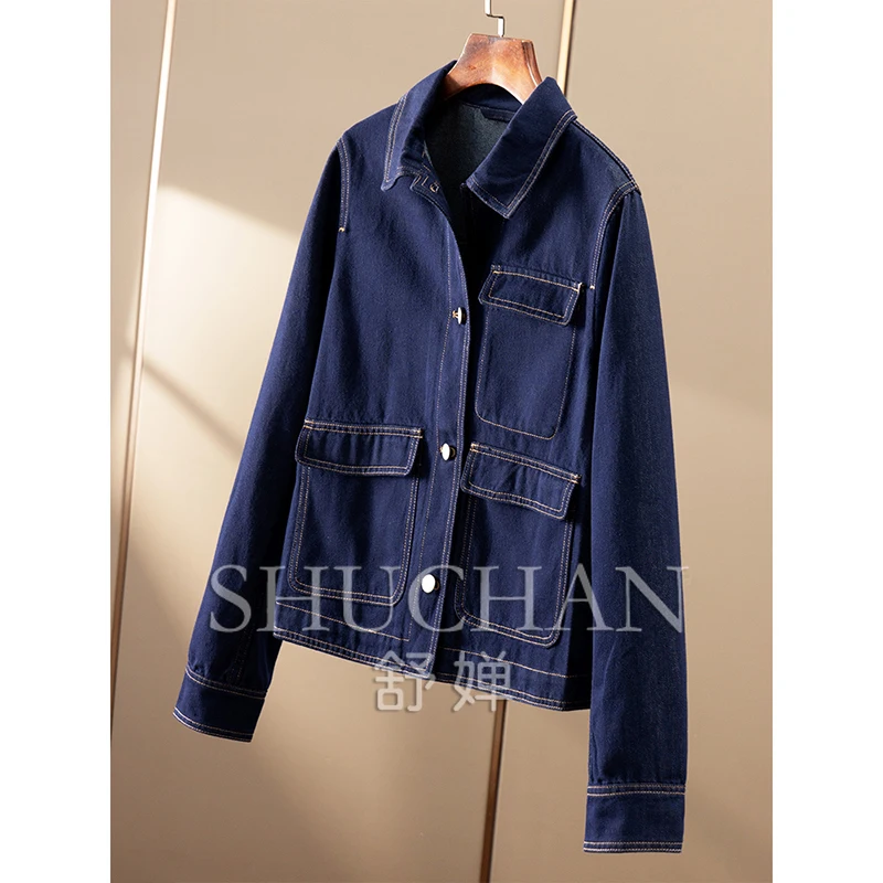 French Early Autumn Cotton Loose Denim Jacket Short Jacket Women's 06F2 Jean Jacket for Women