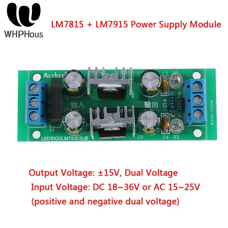 

DC 18~35V AC 15~25V LM7815 + LM7915 + - 15V Power Supply Module Dual Voltage Regulator Rectifier Bridge Power Supply Module