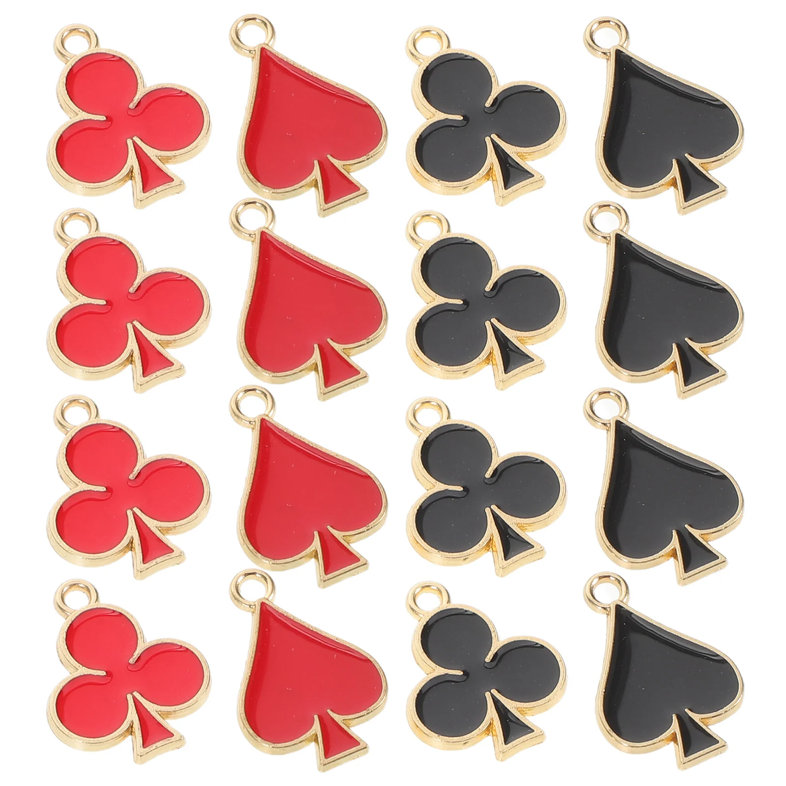 

40pcs Club Heart Rhombus Pendant Charms For Jewelry Making Alloy Playing Card Shape Diy Drop Accessories Craft Decor