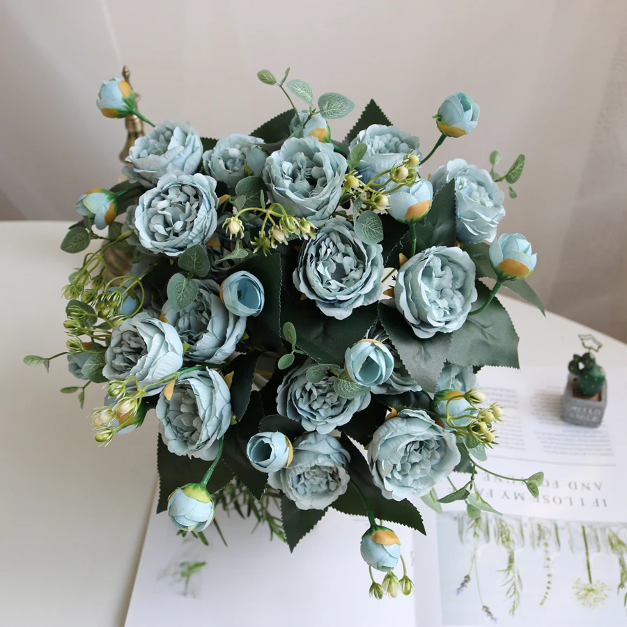 3-teiliges Set Künstliche Blumen aus Seidenrose und Pfingstrose für Außenbereich, Garten, Hochzeit, Kranz, Brautstrauß, Festdekoration, Heimdekoration, Tischdekoration, DIY-Vase, Geschenk – Detail 4