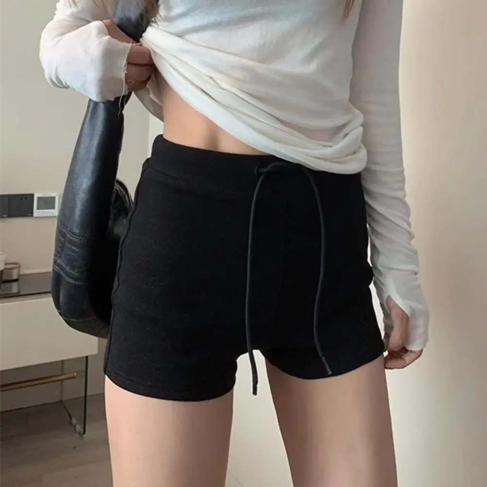 Vintage Y2KHarajuku Shorts Women Low Rise Lace Up Skinny Bottoms Solid Slim Fitting Streetwear Ladies Shorts