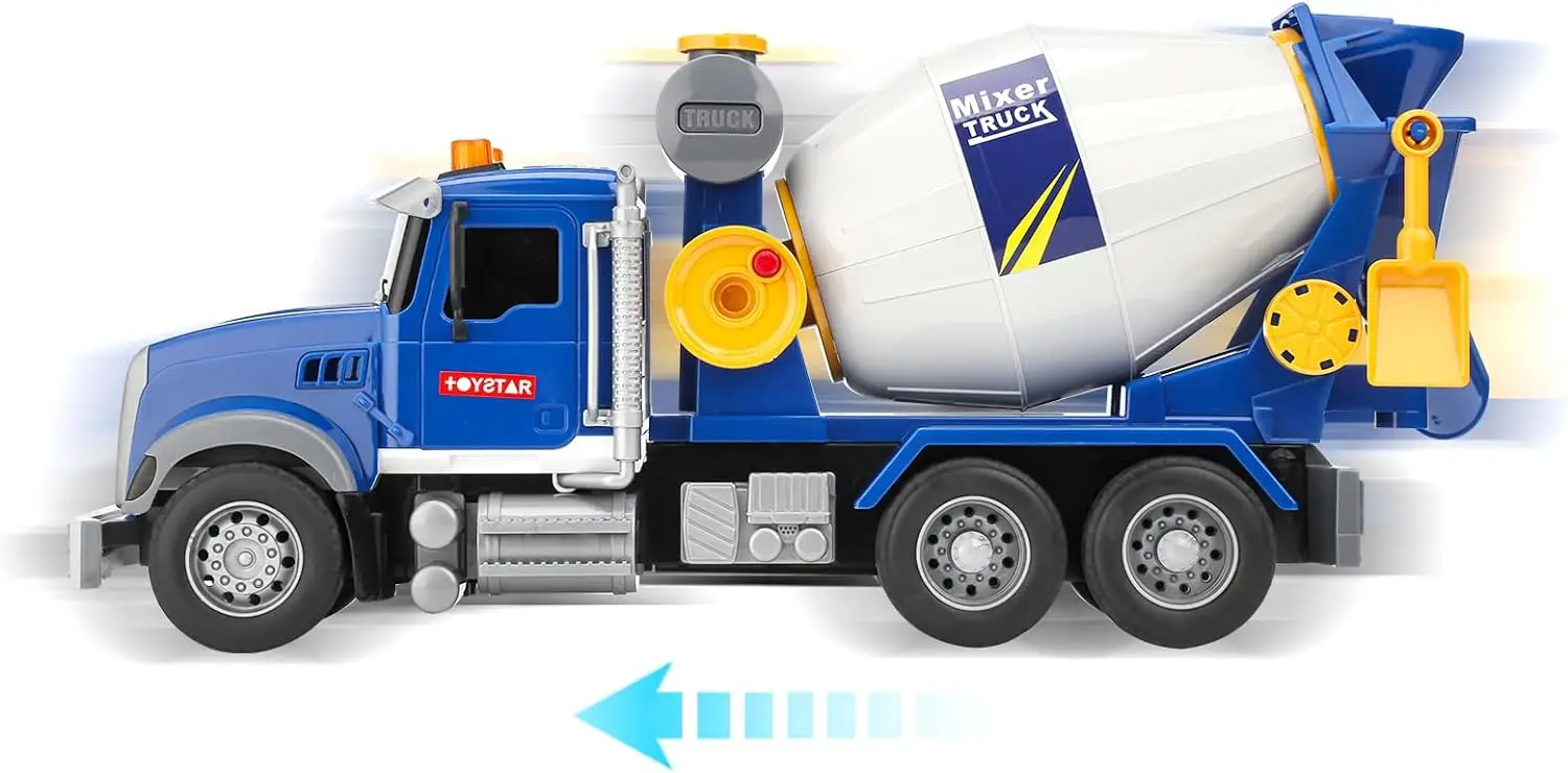 Cement Mixer Truck Toys for Boys,Construction Trucks with Lights and Sounds,Powered Push Car Construction Vehicle Toys Truck