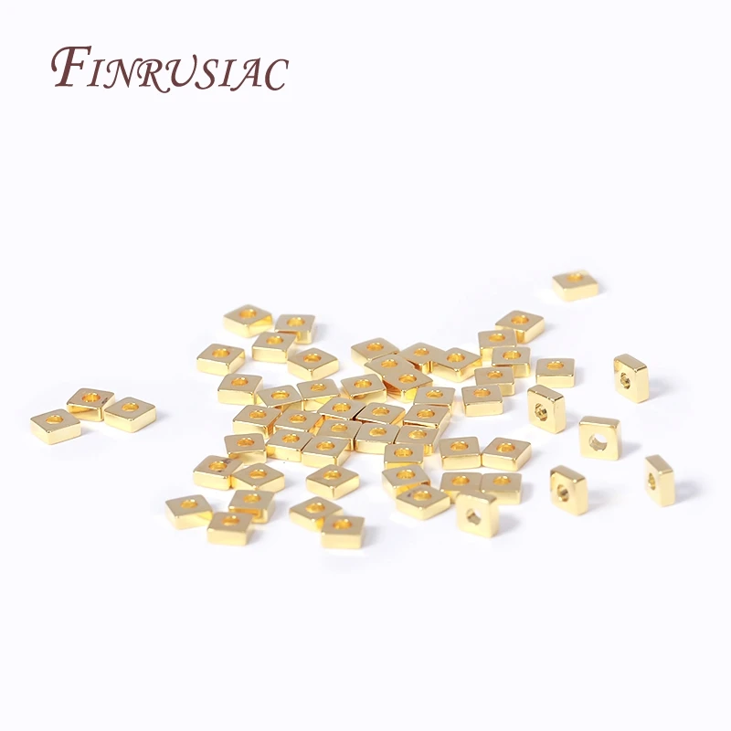 3mm 18 Karat vergoldete flache quadratische Abstands perlen für Perlen abscheider, hand gefertigtes Zubehör für die Herstellung von DIY-Schmuck – Detail 9