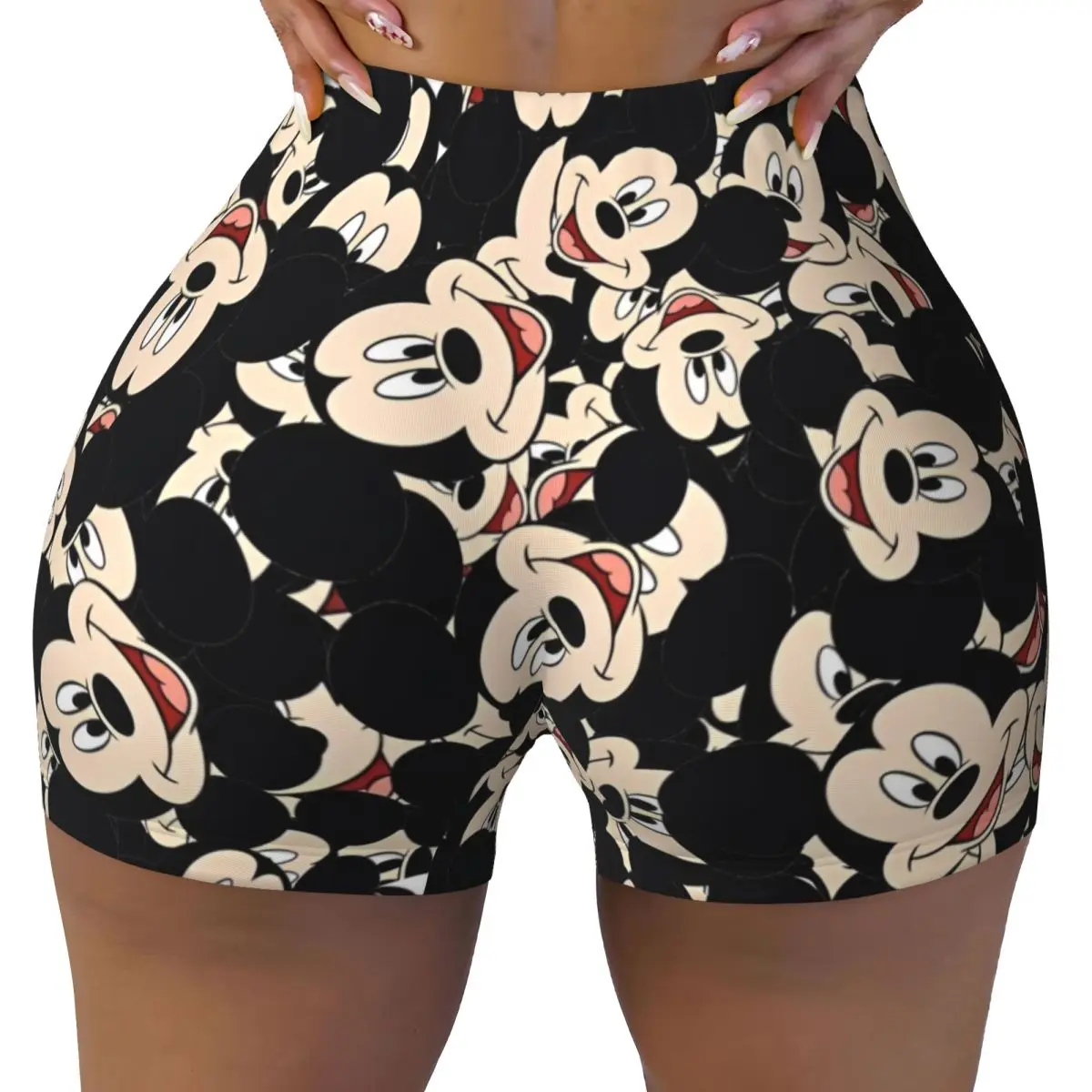 Mickey minnie Mouse Women Workout Shorts Seamless Scrunch Butt Lifting Athletic Short Pants For Yoga Gym