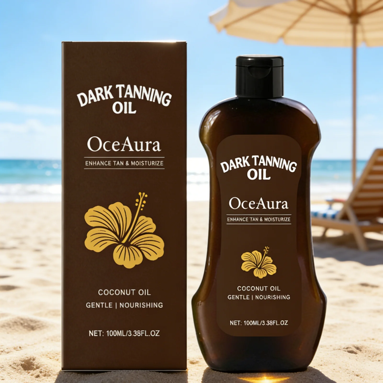 Loción Bronceadora OceAura, Hidratante Profunda, Nutritiva, Rejuvenecedora de la Piel, Bronceado Duradero, Ligera, No Grasosa