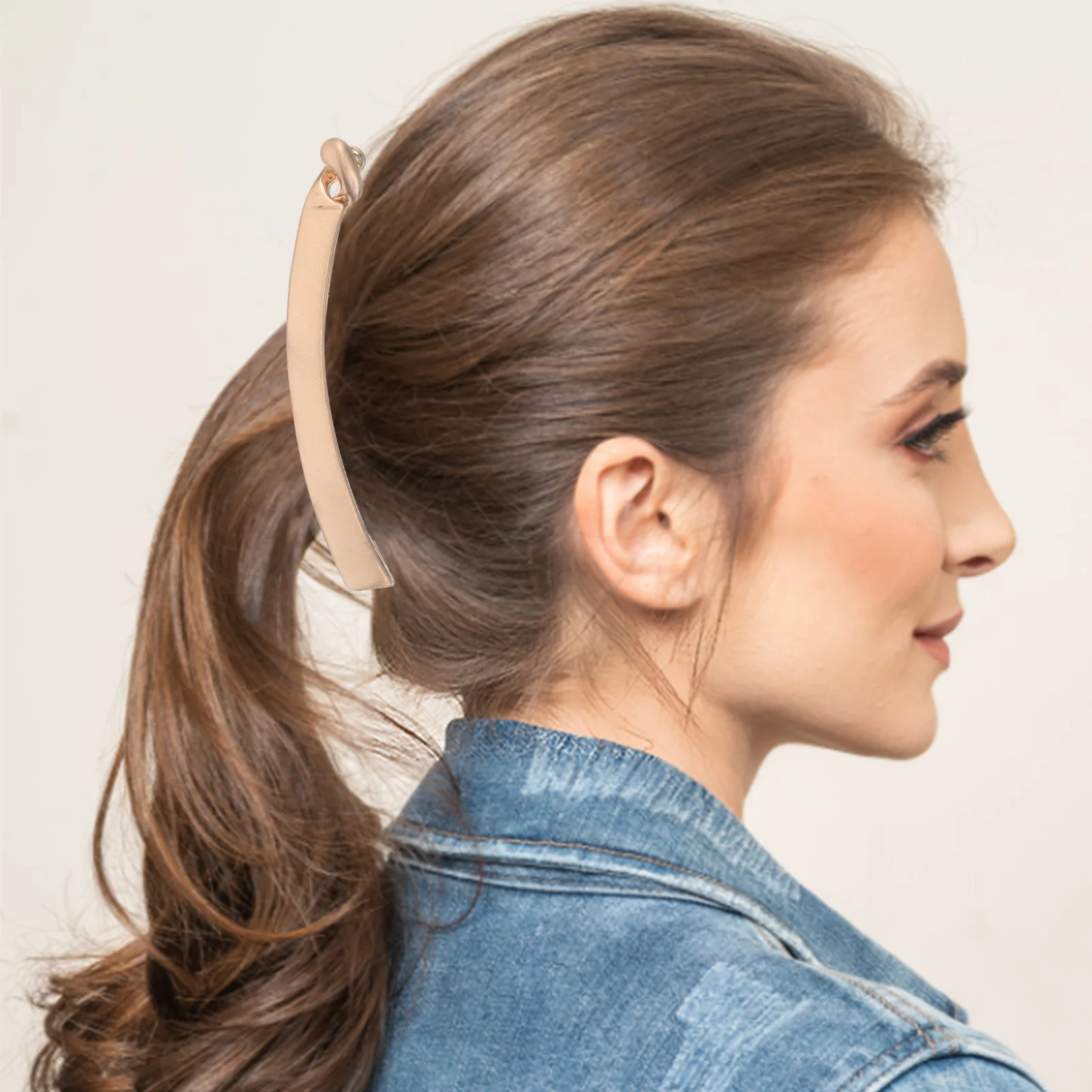 

2Pcs French Style Banana Hair Clips Metal Texture Ponytail Holder for Thick Fine Curly Hair Stylish Barrette Clip