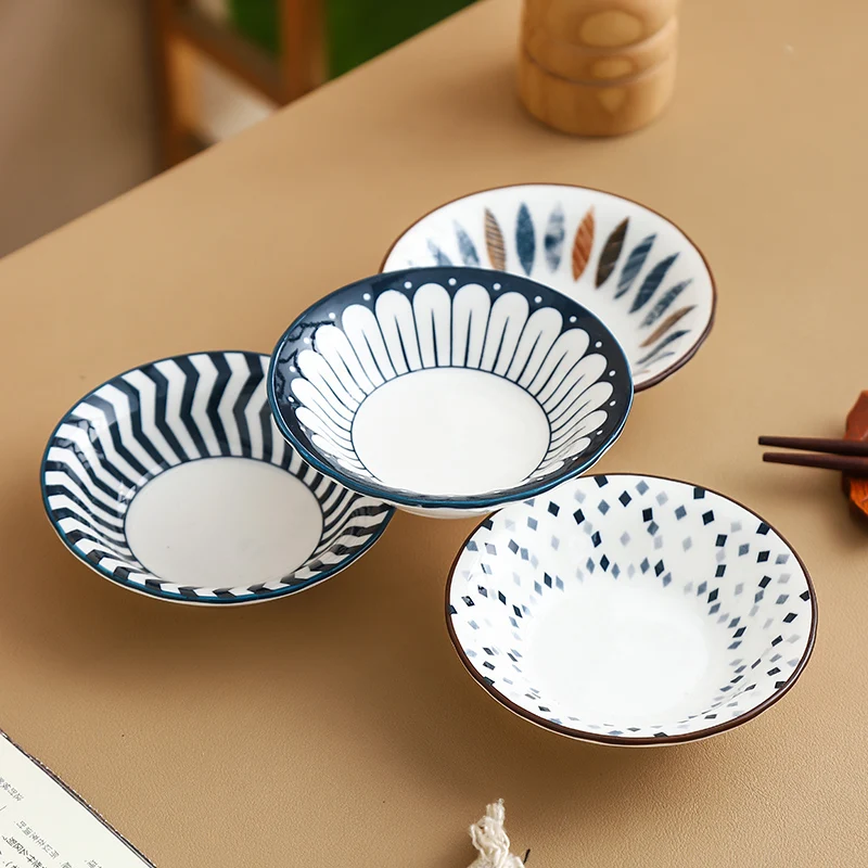 3.8 Inch Ceramic Sauce Dishes 4/8/10 Pcs -Japanese Korean Style Plates for Soy Sauce/Vinegar/Spices, Microwave & Dishwasher Safe