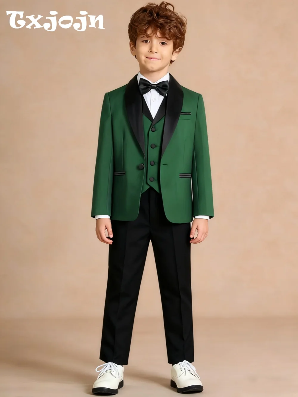 

2026 New Boys Slim Fit Suit Set 4 Pieces Wedding Ring Bearer Outfit Handsome Shawl Lapel Suits For Kids Banquet Tuxedo 3-14T