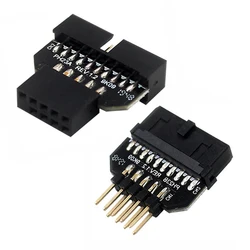USB 3.0 20-Pin to USB 2.0 9-Pin Adapter Replacement Front Panel Converter for Motherboard Computer Peripherals